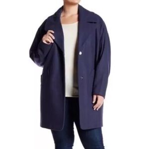 AM Studio by Andrew Marc 1X Blue Wool Blend Pea Coat